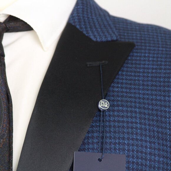 44R Jos A Bank Tailored‎ Fit Peak Lapel Check Dinner Jacket C110897 - Picture 3 of 11
